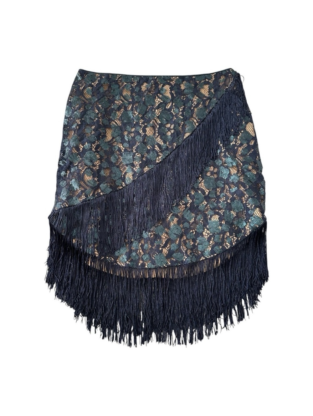 MAJORELLE Sofia Navy Blue Tassel Mini Skirt